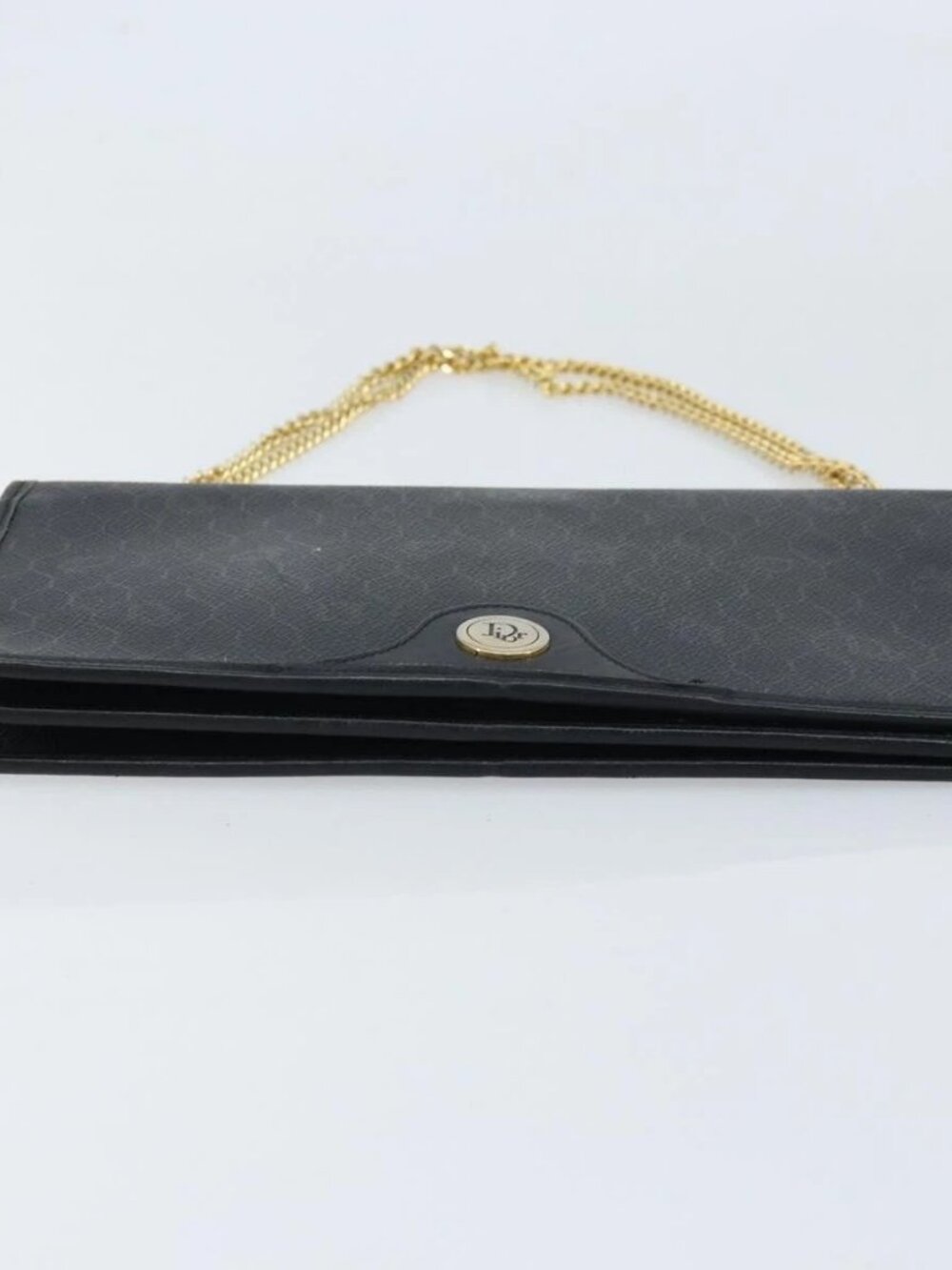 Christian Dior Honeycomb Canvas Chain Shoulder Bag PVC Black Gold Auth ka2491 - Picture 7 of 16